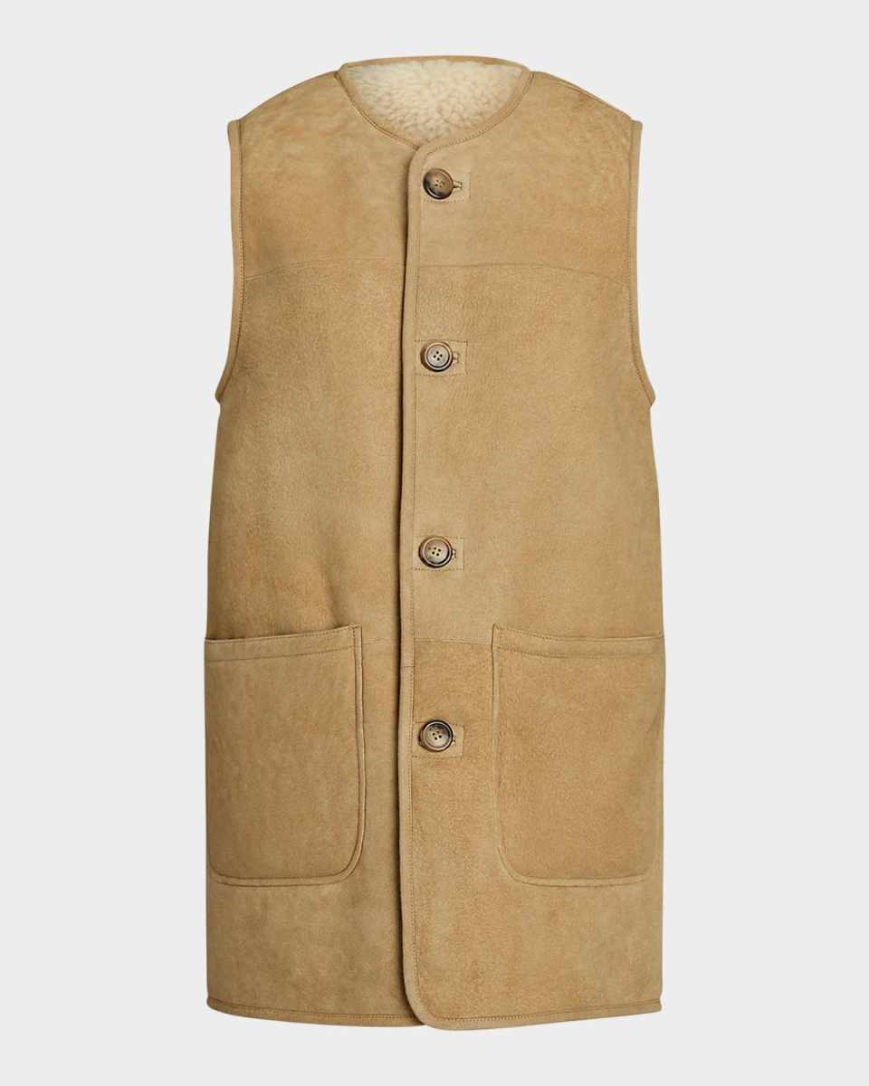 Reversible Suede Shearling Vest